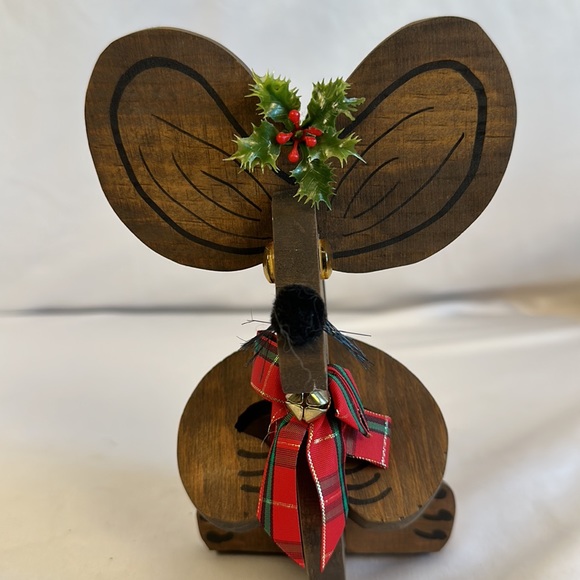 Vintage Christmas Puzzle Piece Wooden Mouse Holiday Decor - Picture 5 of 10